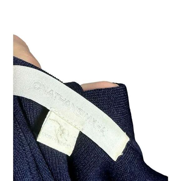 Jonathan Simkhai navy cold  shoulde studded knit  top size Small - Picture 9 of 10